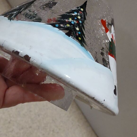 Vintage YANKEE CANDLE  SHADE Snowman Crackle Glass  Gorgeous.  Y4 - Picture 5 of 7